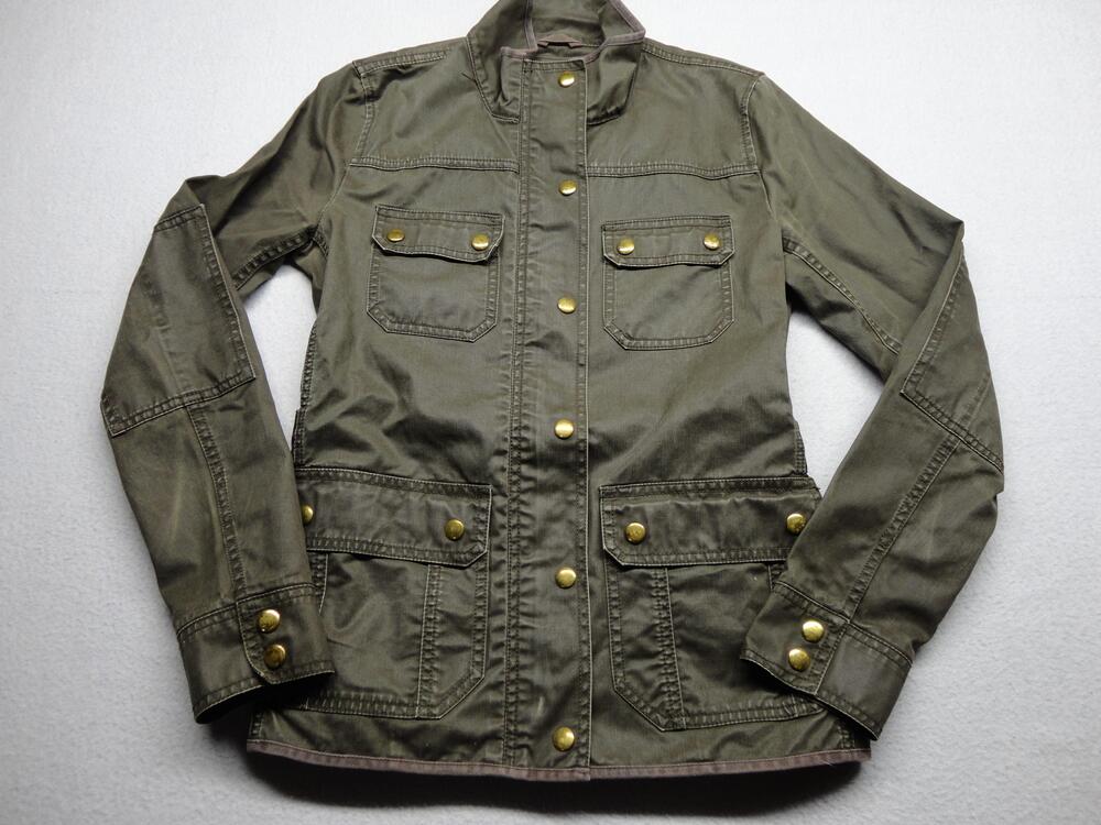 J.Crew Jacket Womens XS Green Waxed Cotton Military Utility Field Pockets M65
